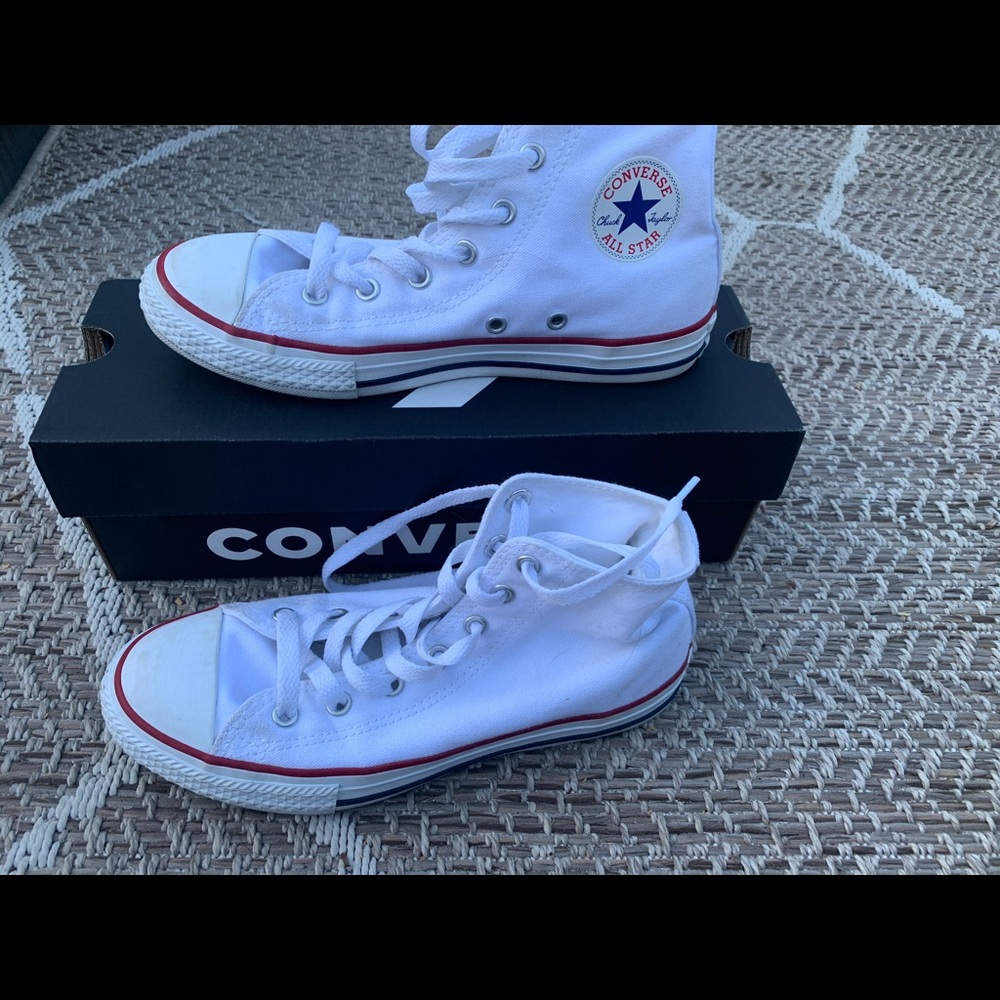 White Converse All Star Youth high tops